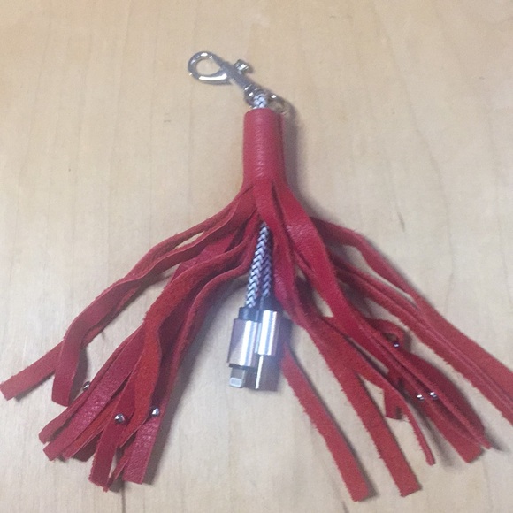 Free People Leather Tassel iPhone Charger keychain - Picture 6 of 6